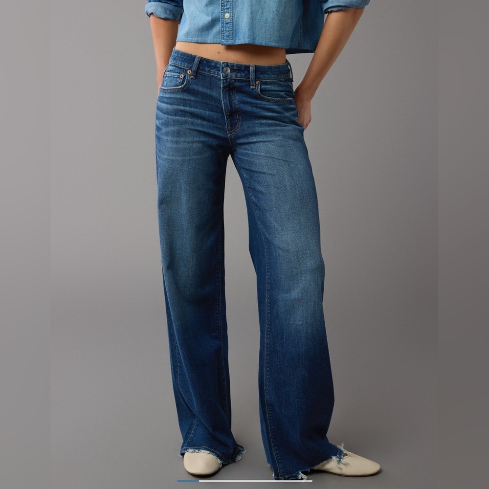 American Eagle Low Rise Baggy Wide Leg Jeans 8